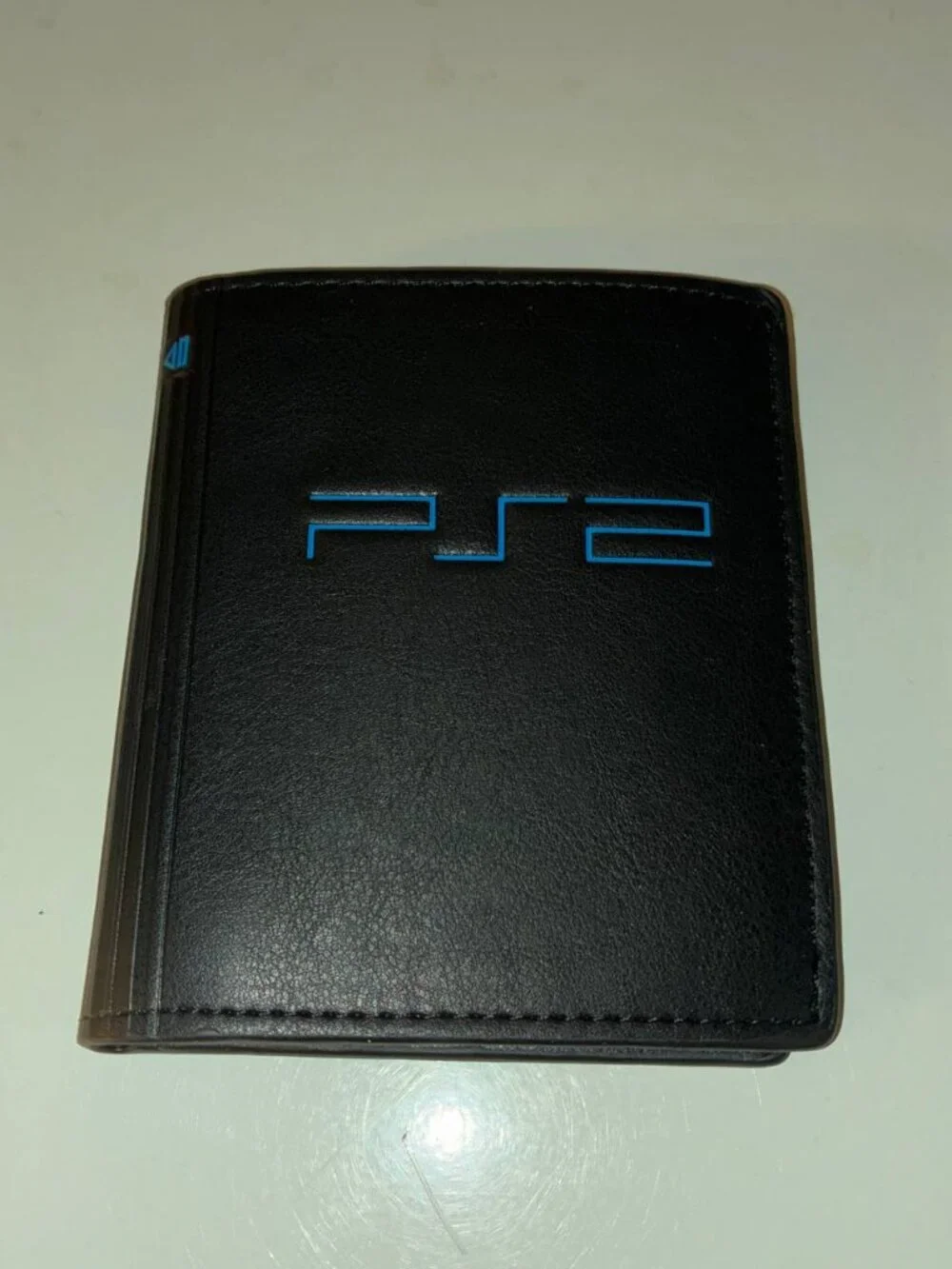 PS2 Themed Wallet Black Blue On/Off Button Crevis - New